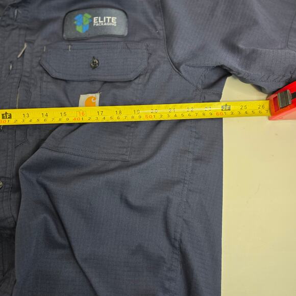 Carhartt, Mens Blue Button Up work shirt with Vented Sleeves, Lg - Picture 9 of 9